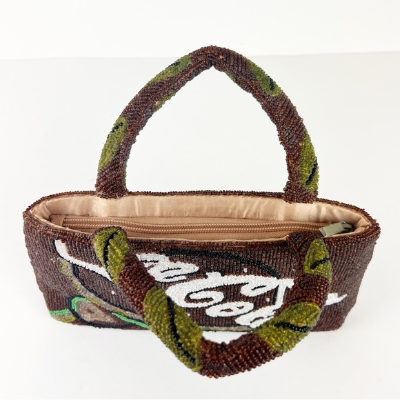 VTG 1990’s Coca Cola Soda Beaded Handbag Purse Beaded Handles Zip Closure - Picture 11 of 13